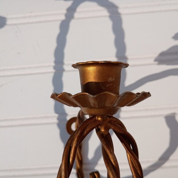 Homco Twisted Rope Gold Metal 5 Arm Candelabra Wall Hanging Candle Sconce Vtg - Picture 15 of 16